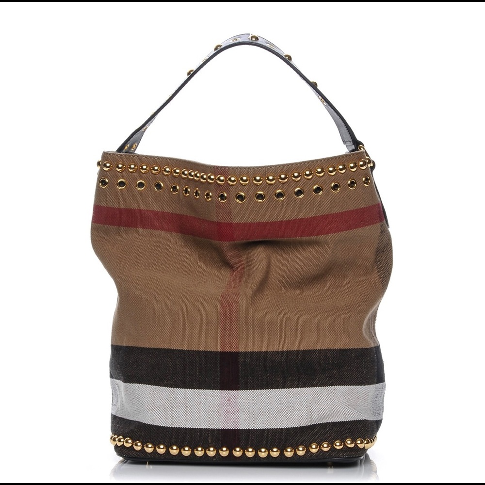 BURBERRY | Ashby Studded Check Canvas Tote